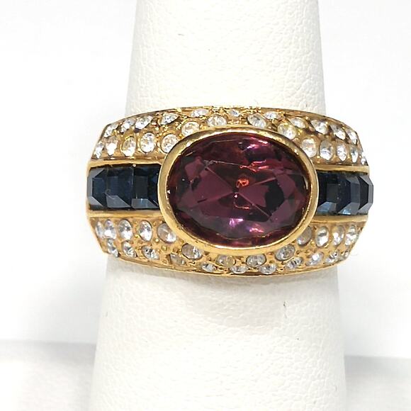 Vintage Nolan Miller Purple Gold Plated Ring, US Size 6 3/4, 1990s - Picture 10 of 10